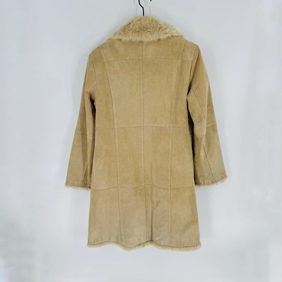Adler Collection Genuine Suede Shearling Coat Size M Vintage Boho Leather Jacket - Picture 2 of 10